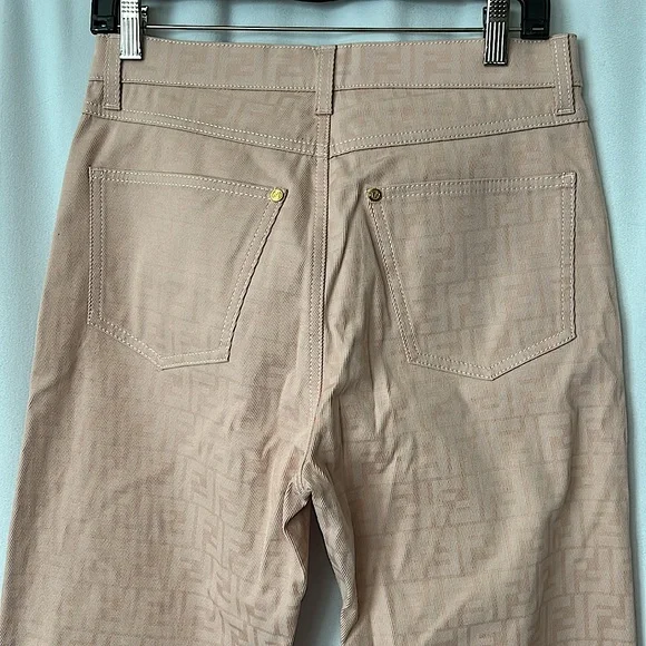 Fendi NWT COA FF Logo Dusty Rose Pink Denim Pants Trousers **Sz 42/Sz 6** 🌸🌸 - Picture 4 of 9